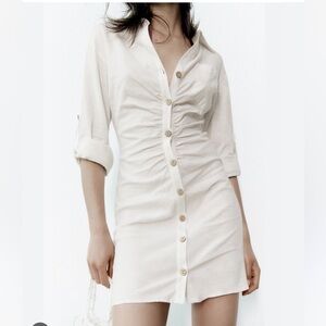 ZARA linen button dress